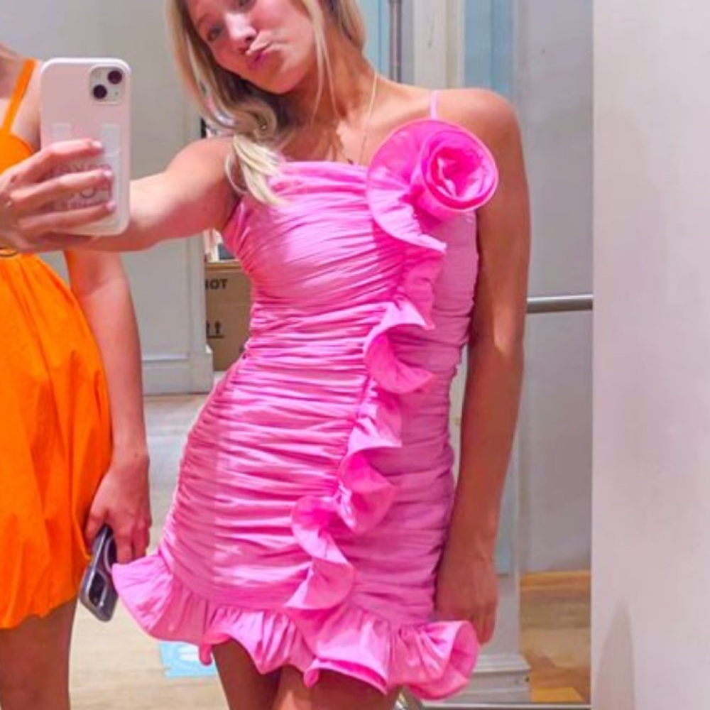 Pink Ruffled Mini Dress